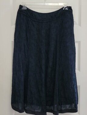 Vintage Talbots 14W Burnout Flowy Flouncy Whimsygoth Career Classic Navy Skirt